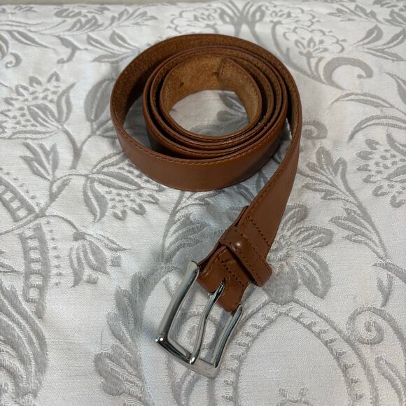 J CREW Leather Belt Men's Saddle Tan Sz36 Granola Cowboy Rustic Western Southern - Picture 1 of 10